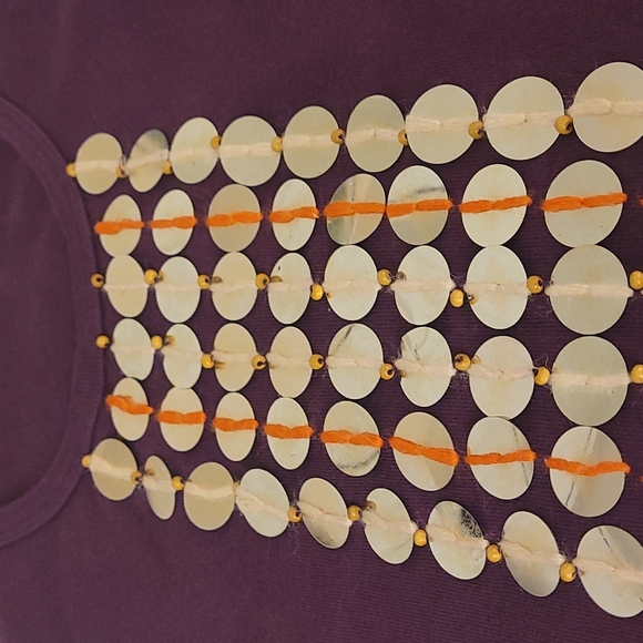 Tory Burch tank top with gold sequins, size S. - Picture 3 of 4